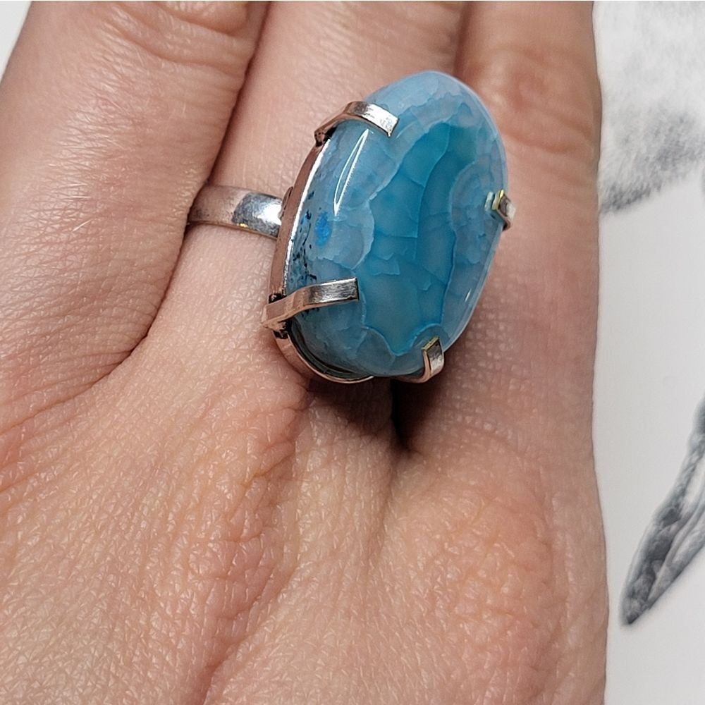 Bohemian Solar Druzy Quartz Ring Size 8